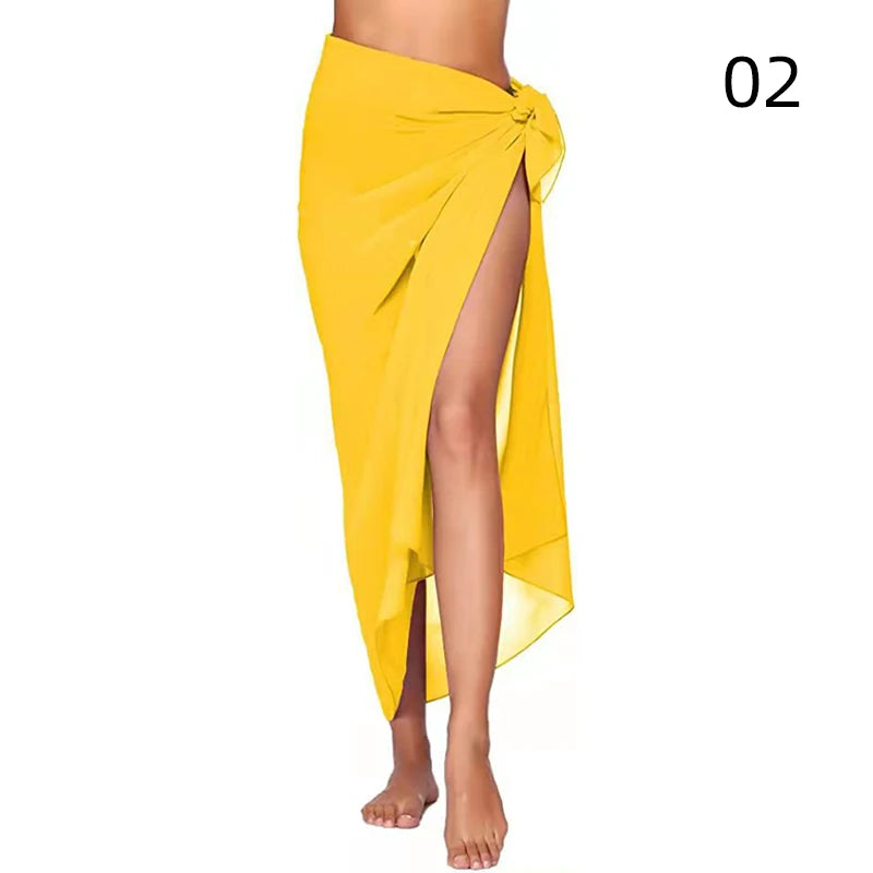 Lifestyle shot of Women's Chiffon Sunset Sarong Cover-Up at a tropical resort