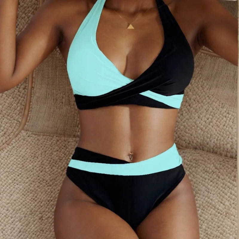 Model wearing leopard Brazilian bikini