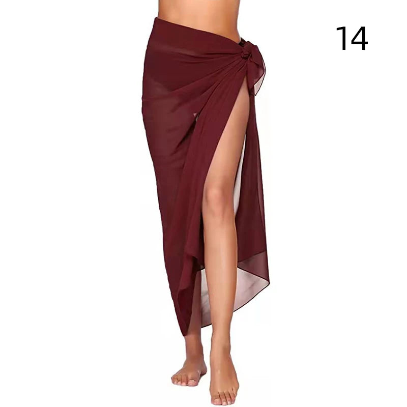the rose red Chiffon Sarong Skirt