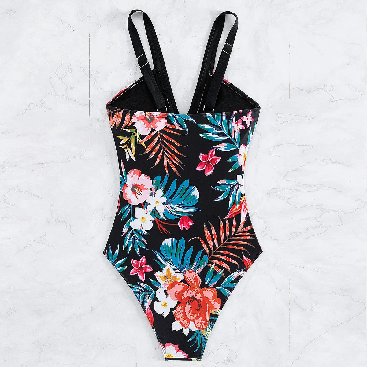 Close-up of floral pattern and bust support design