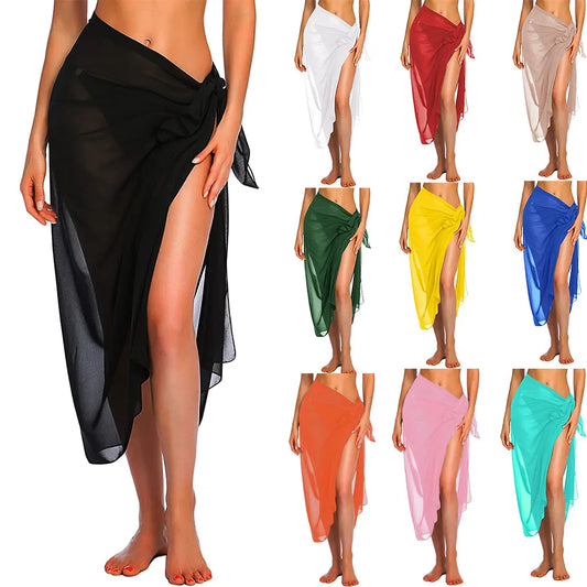 Long & Short Sarong Swimsuit Cover-Up – Sheer Summer Bikini Wrap Skirt all the available color