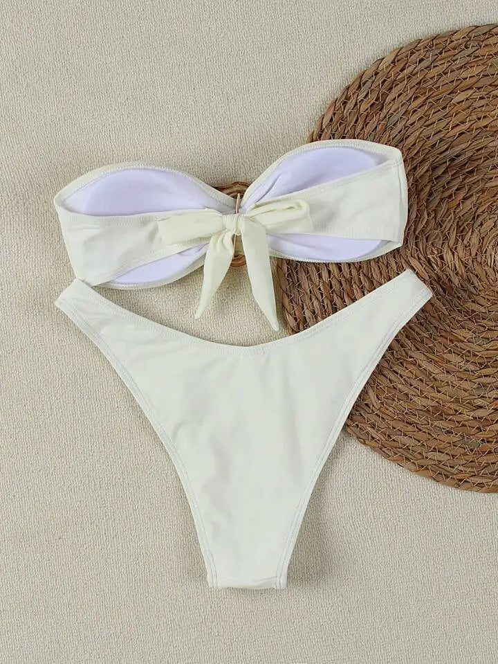 right-cut bikini bottoms and strapless top white style