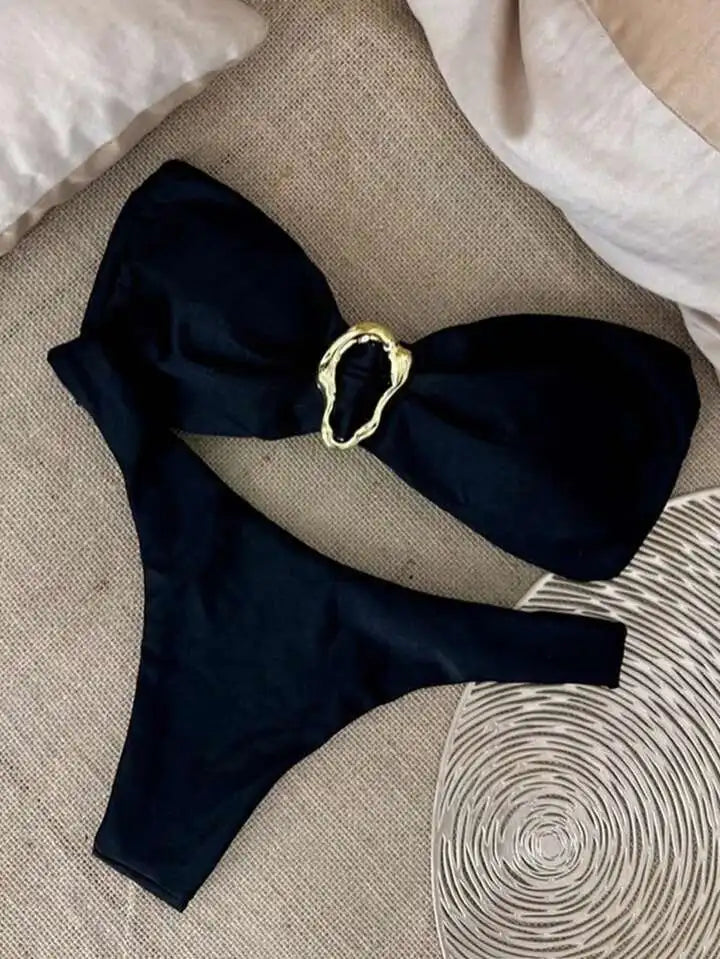 Strapless swimsuit High-cut bikini bottom