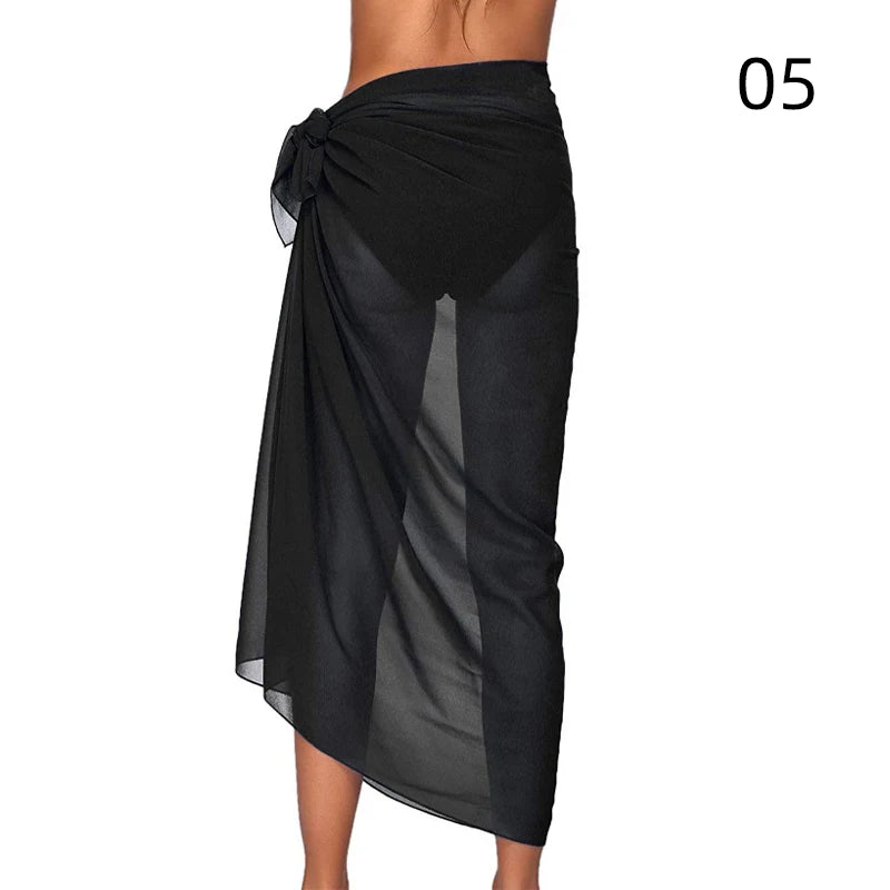 Sunset Long Sarong Beach Cover-Up black color