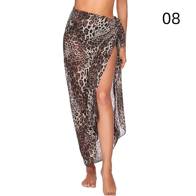 Chiffon Sunset Long Sarong Beach Cover-Up tiger eye style