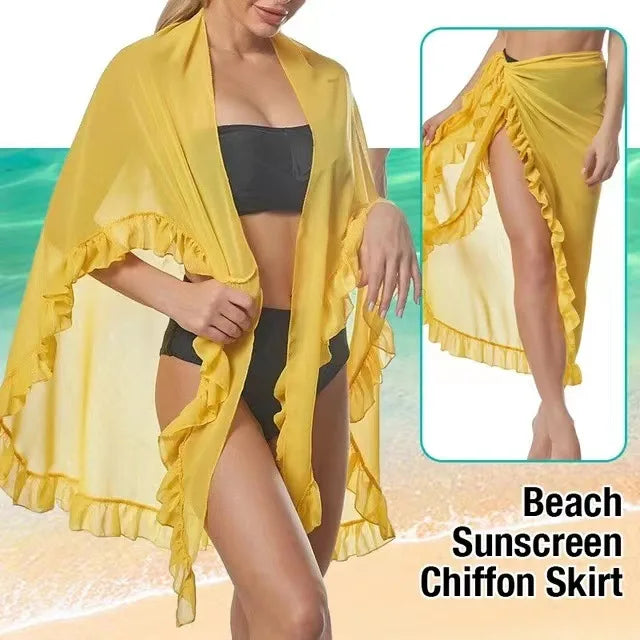 the beach sunscreen chiffon skirt yellow