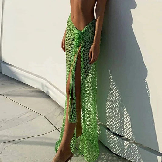 Bikini Lov crocheted beach sarong semi-sheer swimwear cover-up side view
