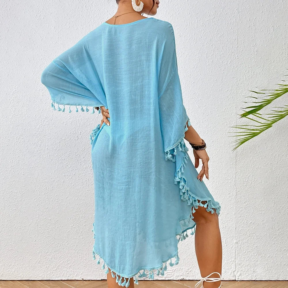 Bikini Lov crochet chiffon swimsuit cover-up dress side view