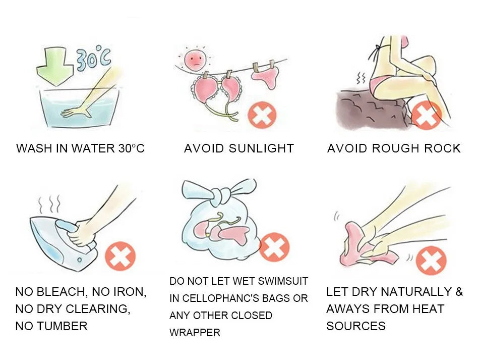the care instructions for the Women's Crochet Charm Tunic Cover-Up