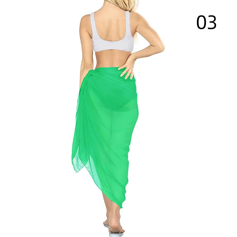 Lifestyle shot of Women's Chiffon Sunset Sarong Cover-Up at a tropical resort