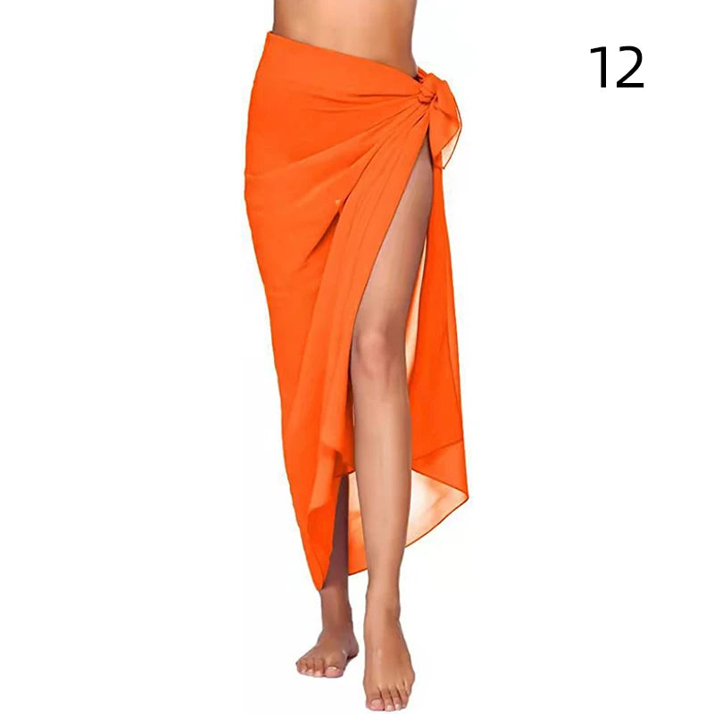 Sexy chiffon wrap skirt orange