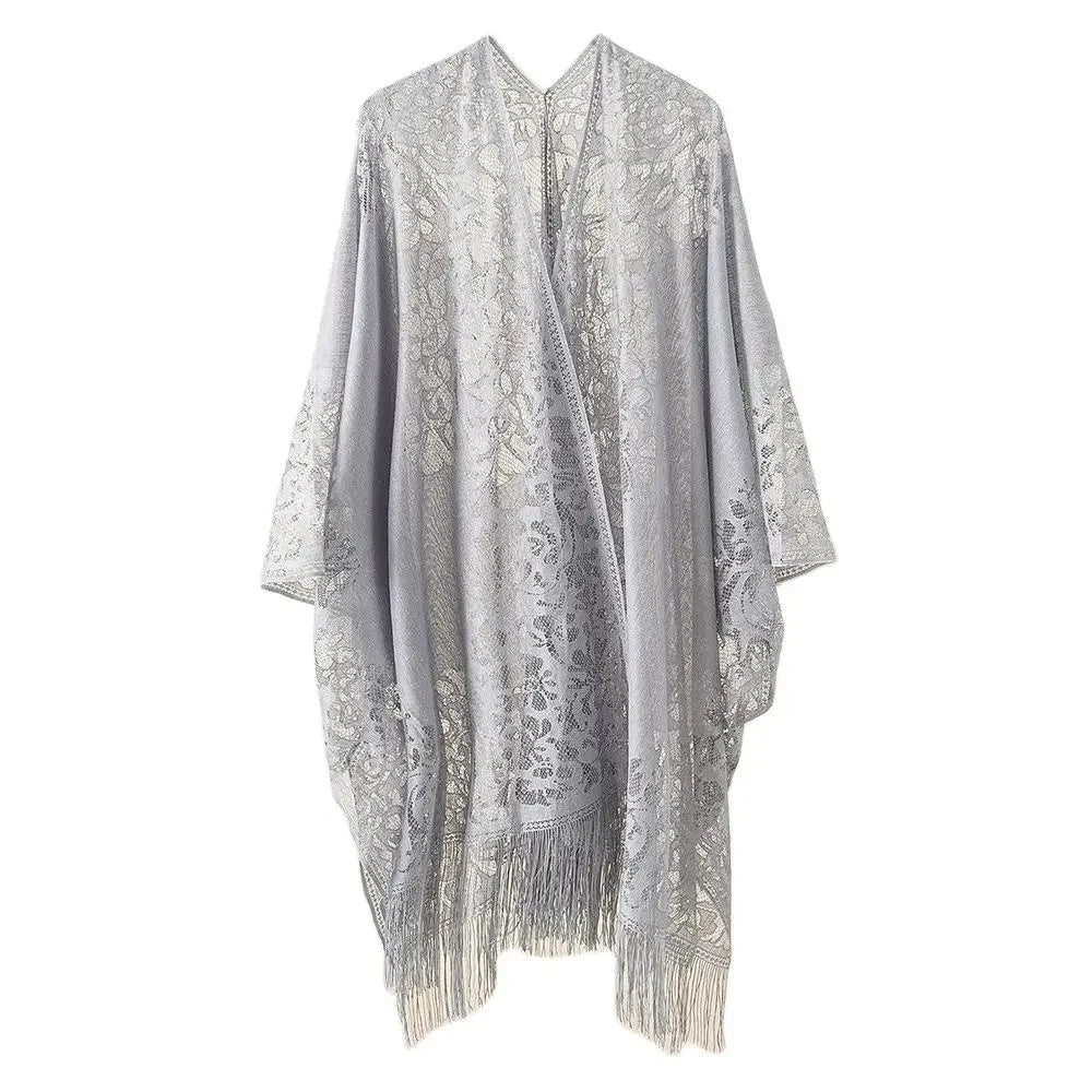 Flat lay of Women's Floral Lace Kimono Cover-Up