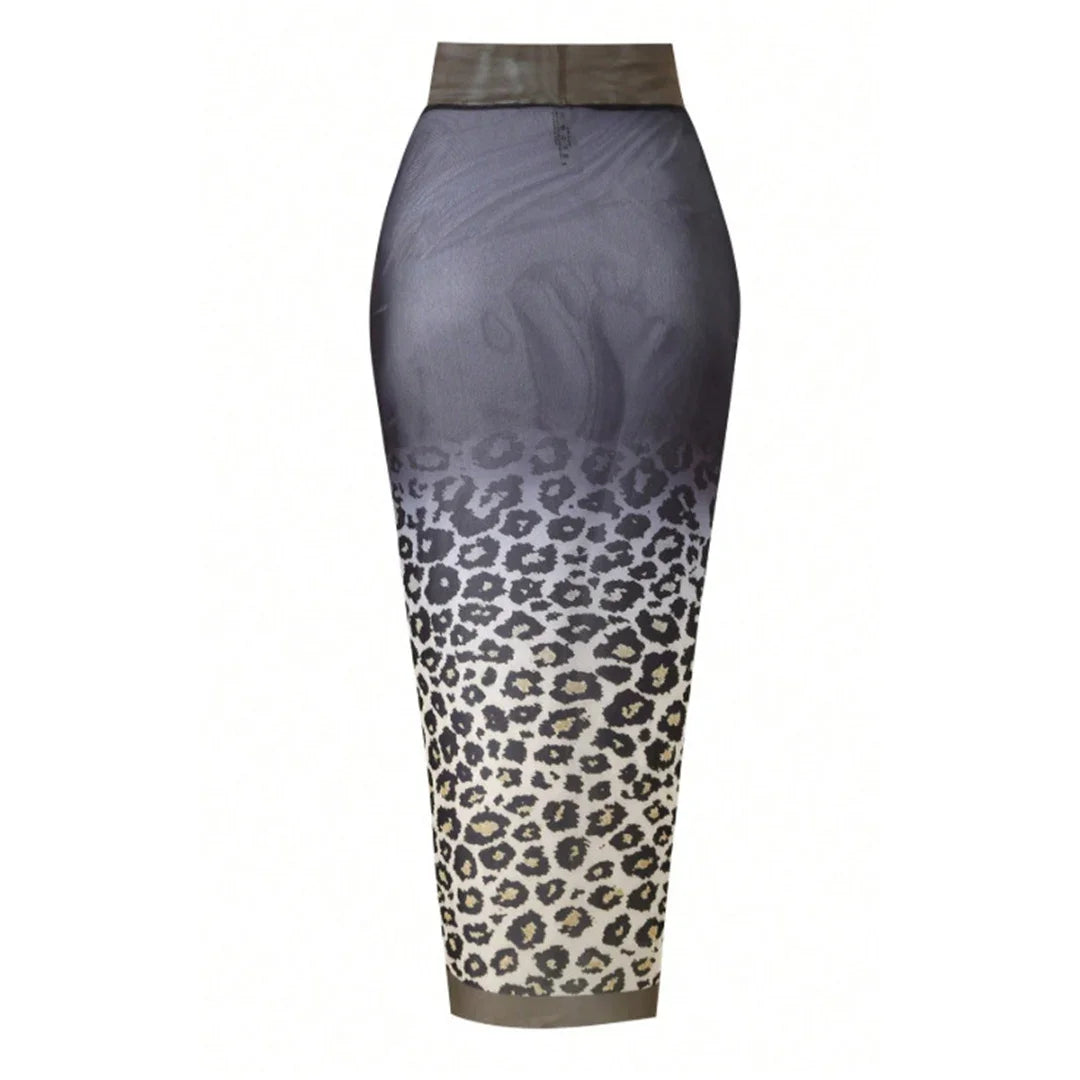 Close-up of chiffon fabric in Women's Gradient Leopard Sarong Cover-Up