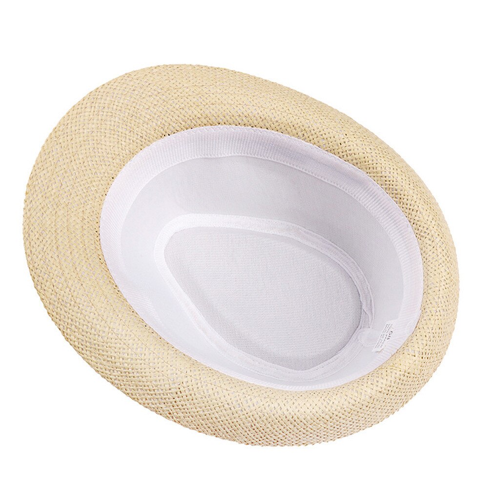 Hot Unisex Women Men Fashion Summer Casual Trendy Beach Sun Straw Jazz Hat Cowboy Fedora hat Gangster Cap-9