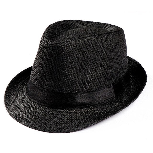 Hot Unisex Women Men Fashion Summer Casual Trendy Beach Sun Straw Jazz Hat Cowboy Fedora hat Gangster Cap-19