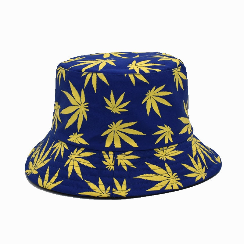 Panama Women Reversible Bucket Hats Leaf Printed Hip Hop Sun Hat Men Cotton Casual Fisherman Hats Caps-9
