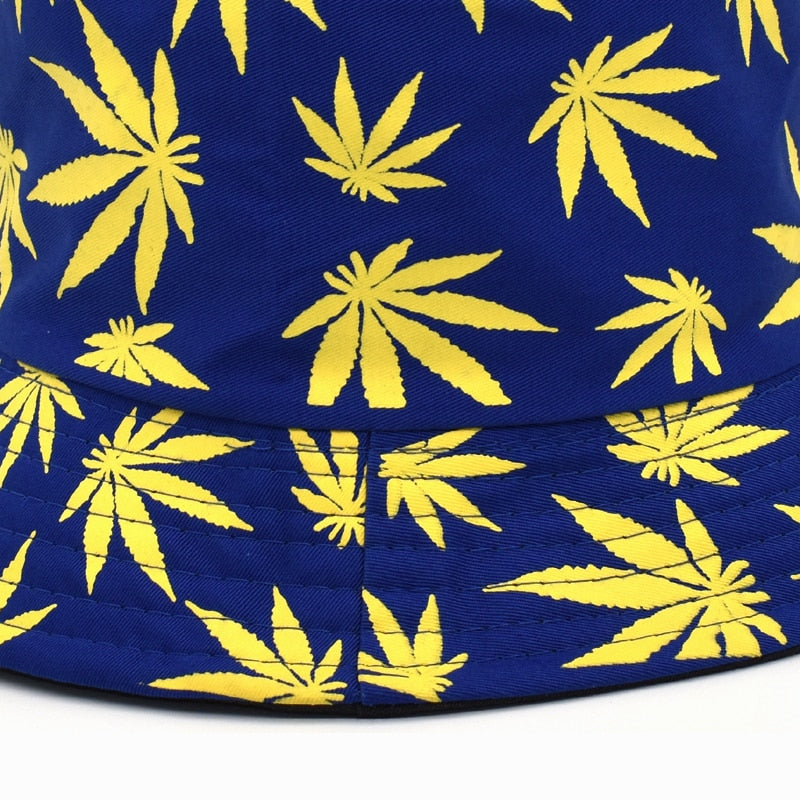 Panama Women Reversible Bucket Hats Leaf Printed Hip Hop Sun Hat Men Cotton Casual Fisherman Hats Caps-21