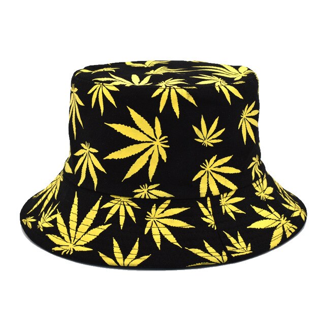 Panama Women Reversible Bucket Hats Leaf Printed Hip Hop Sun Hat Men Cotton Casual Fisherman Hats Caps-18