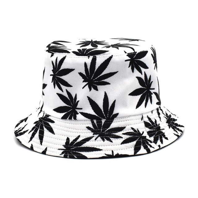 Panama Women Reversible Bucket Hats Leaf Printed Hip Hop Sun Hat Men Cotton Casual Fisherman Hats Caps-6