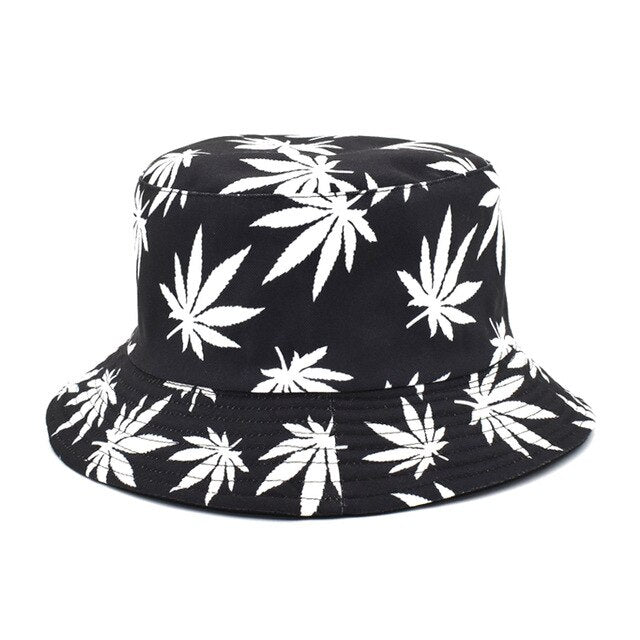 Panama Women Reversible Bucket Hats Leaf Printed Hip Hop Sun Hat Men Cotton Casual Fisherman Hats Caps-5