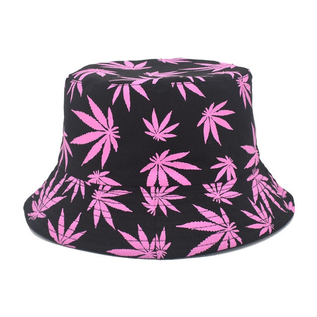 Panama Women Reversible Bucket Hats Leaf Printed Hip Hop Sun Hat Men Cotton Casual Fisherman Hats Caps-10