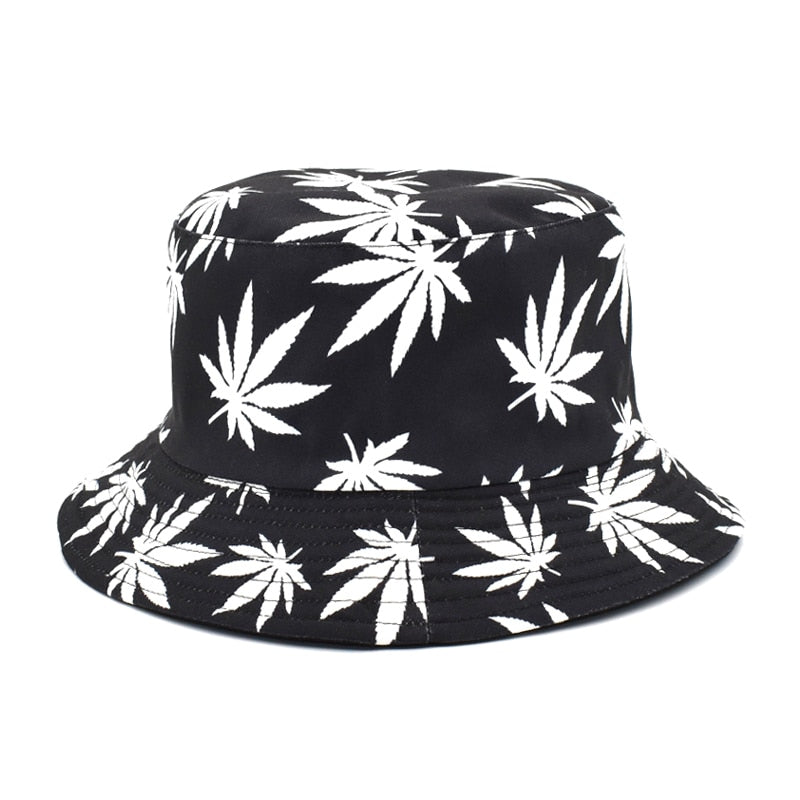 Panama Women Reversible Bucket Hats Leaf Printed Hip Hop Sun Hat Men Cotton Casual Fisherman Hats Caps-8