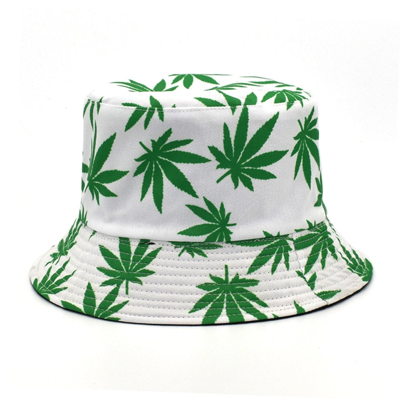 Panama Women Reversible Bucket Hats Leaf Printed Hip Hop Sun Hat Men Cotton Casual Fisherman Hats Caps-17