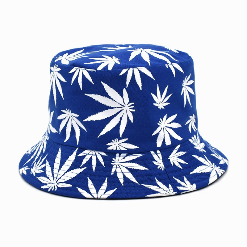 Panama Women Reversible Bucket Hats Leaf Printed Hip Hop Sun Hat Men Cotton Casual Fisherman Hats Caps-11