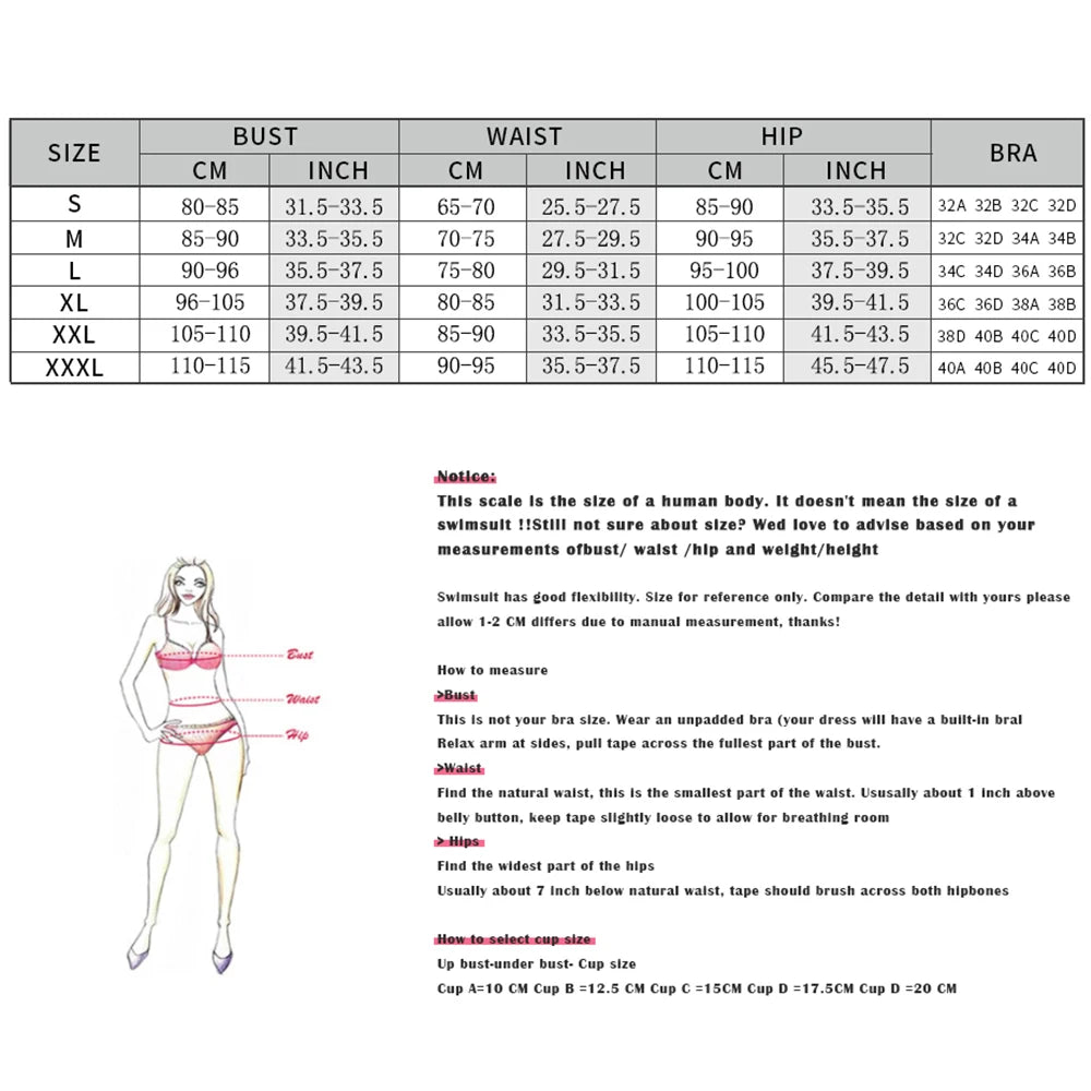 the size chart shows the size chart for the Belted swimwear