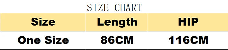 the size chart show for the Chic ruffle sarong wrap skirt beach cover-up
