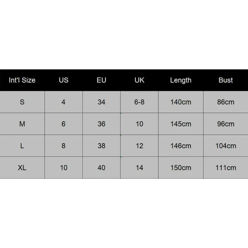 the size chart for the Stylish summer lace kaftan cover-up for women