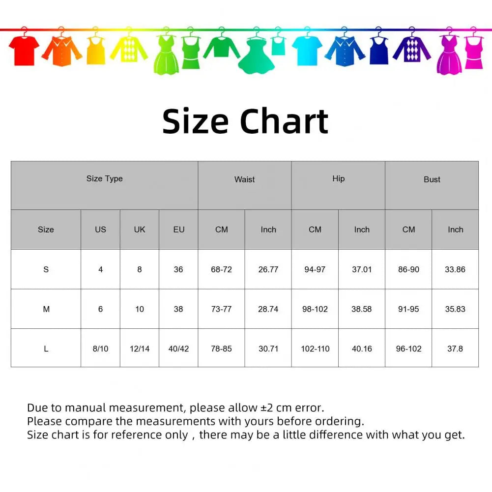 the size chart shows the  swimsuit set with deep V neckline and open back