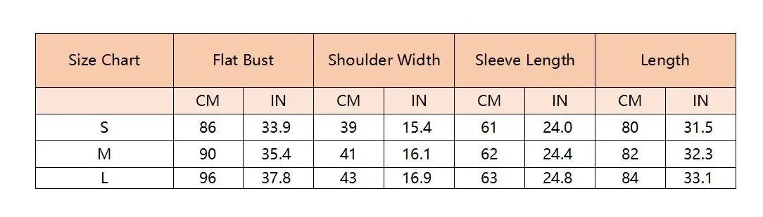 the size chart for the Women's Crochet Charm Tunic Cover-Up