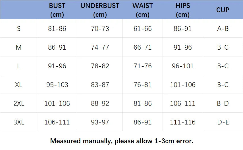 the size chart for the floral print bikini with spaghetti straps and low-rise bottoms