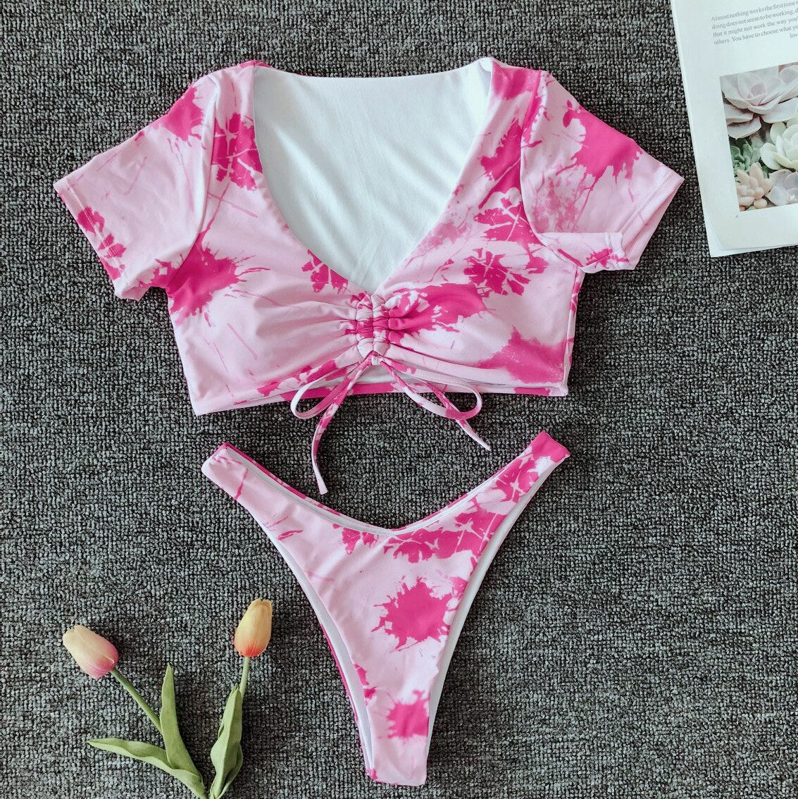 New Design Beachwear Hot Sale Bathing Suit With Drawstring Swimming Suit For Women Two Piece Swimsuit Female Low Waist Swimwear