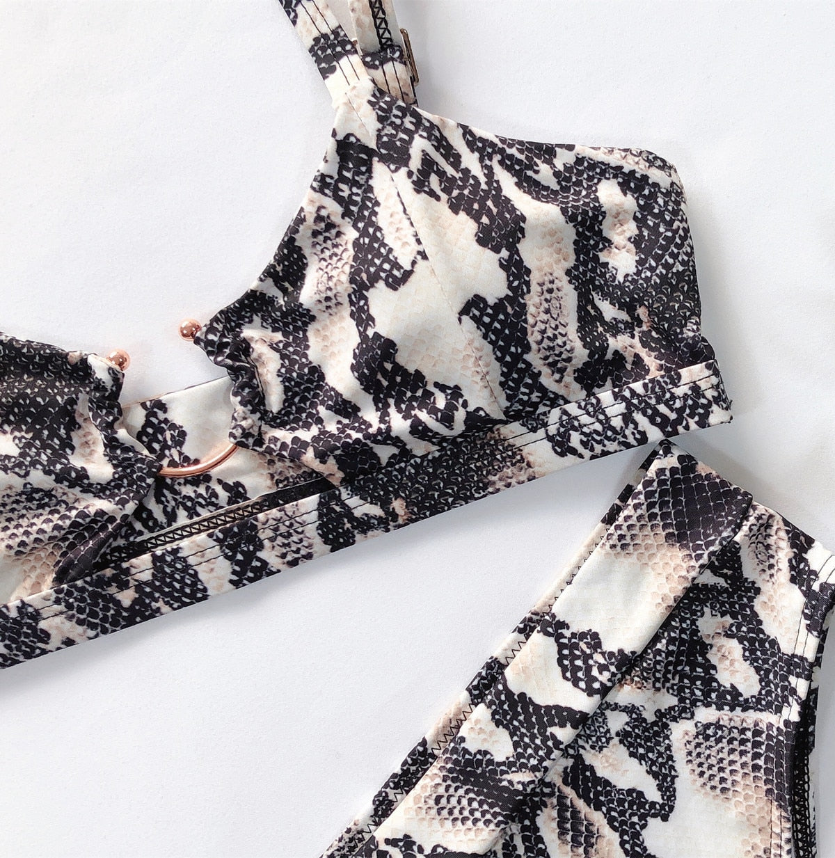 Leopard Snakeskin Bikini Set Bra Crop Top High Waist Thong Swimsuit Brazilian Beach Biquini Swimming Bohemian Bathing Suit