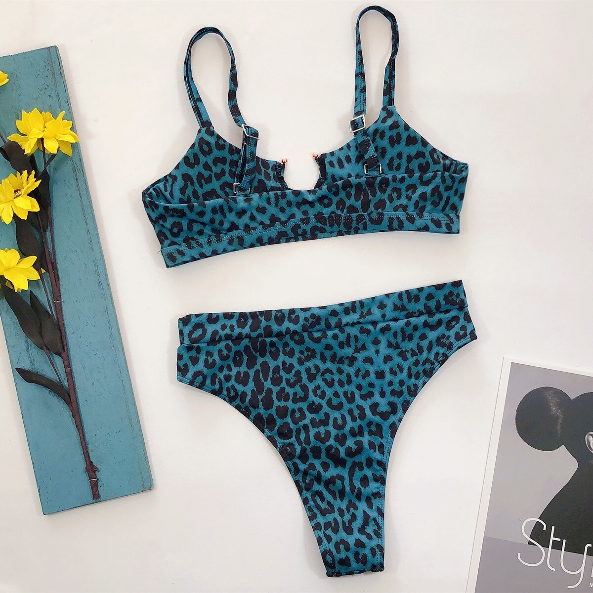 Leopard Snakeskin Bikini Set Bra Crop Top High Waist Thong Swimsuit Brazilian Beach Biquini Swimming Bohemian Bathing Suit