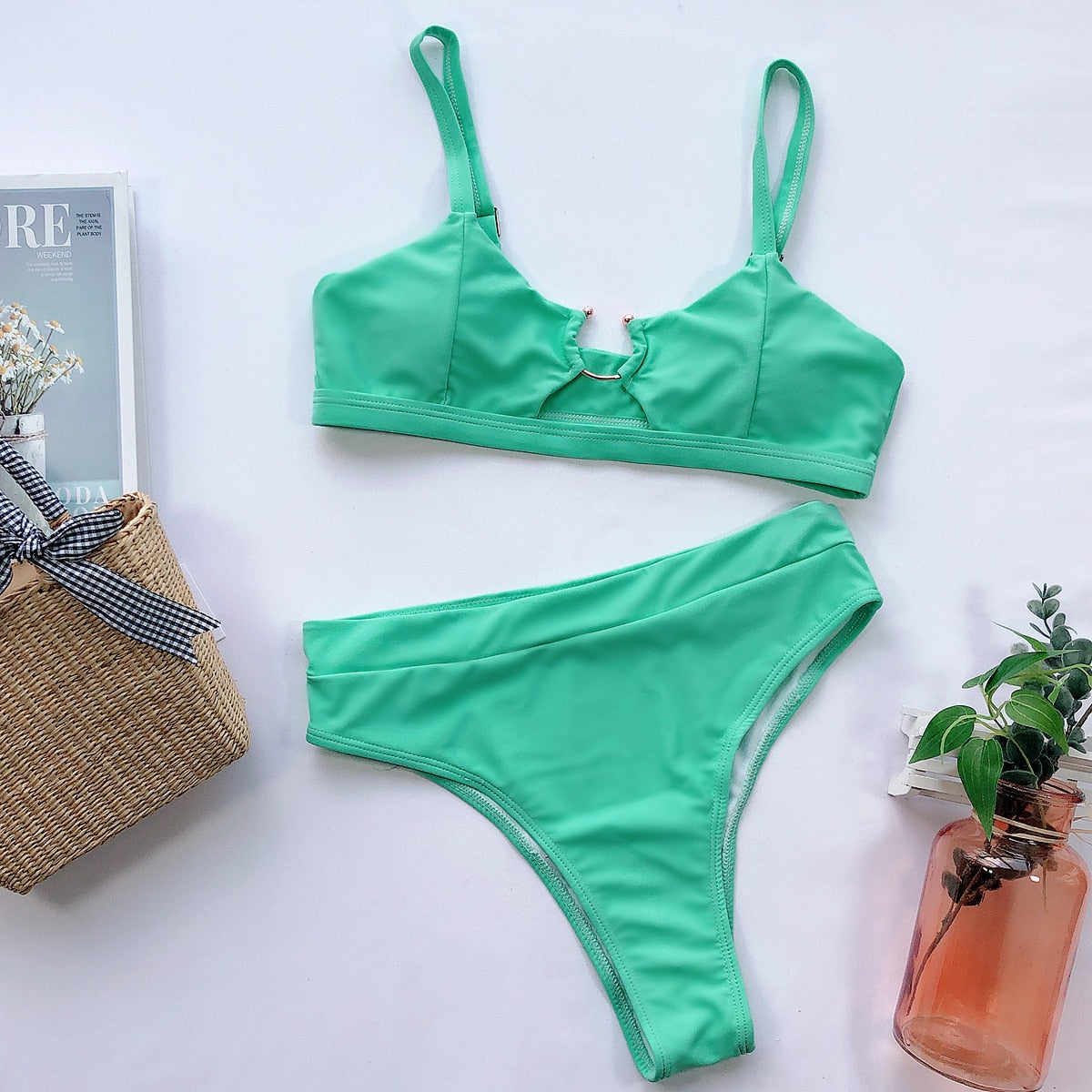 Leopard Snakeskin Bikini Set Bra Crop Top High Waist Thong Swimsuit Brazilian Beach Biquini Swimming Bohemian Bathing Suit