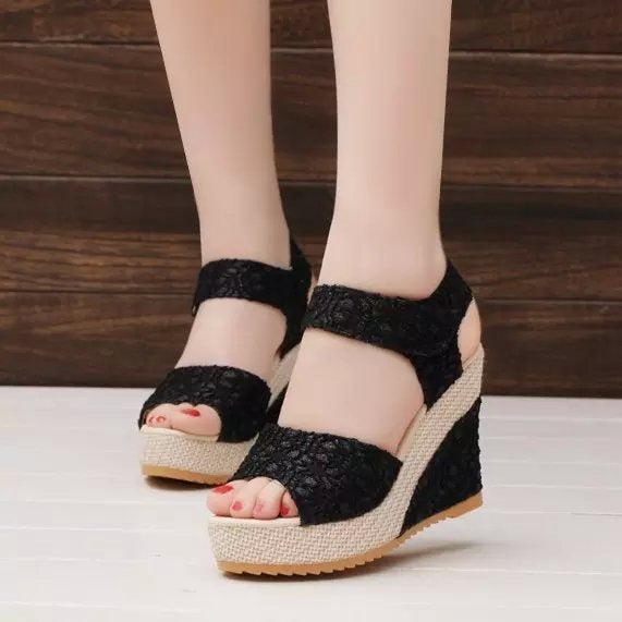 Flat bottom high heel sandals-9