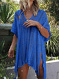Women's V-Neck Beach Cover-Up royal blue style 