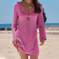 Women's Boho Tie-Up Knit Cover-Up worn during a sunset beach photoshoot pink style 