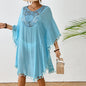 Women's Crochet Chiffon Beach Cover-Up Dress blue
