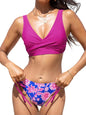 Front view of Women's Lace Wave Two-Piece Bikini with cross lace-up design
