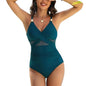 Front view of deep V-neck one-piece swimsuit