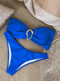 Strapless swimsuit.High-cut bikini bottom the blue style 