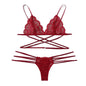 Front view of black push-up padded bikini set    