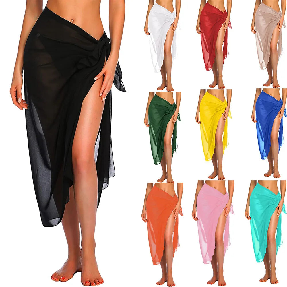 Long & Short Sarong Swimsuit Cover-Up – Sheer Summer Bikini Wrap Skirt all the available color