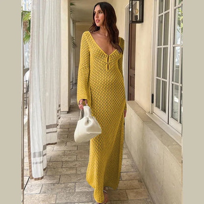 Lifestyle shot of Women's Lunar Lace Cover-Up at a tropical resort yellow color 