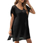 Luxury saída de praia black beach cover-up dress front