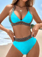 blue high-waisted bikini . Supportive bikini top